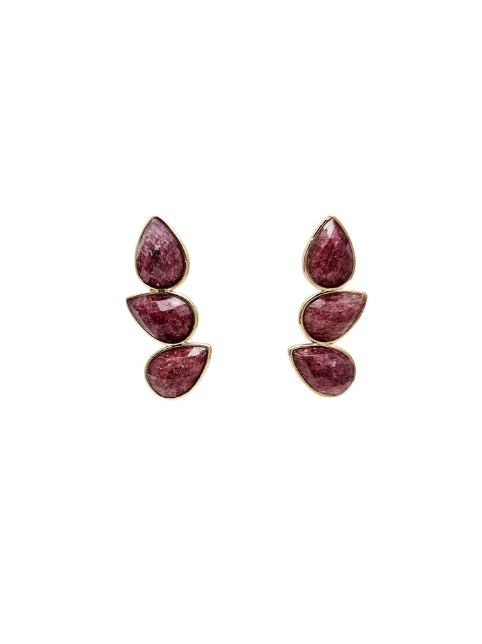 Strawberry Quartz Statement Stud Earrings NE016