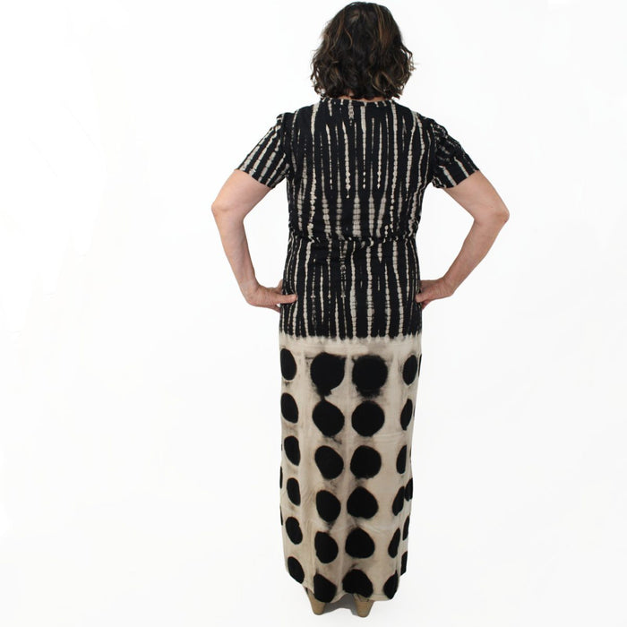 Stripe and Polka Dot Fitted Maxi Dress - Sylca Designs - Chunky Jewelry