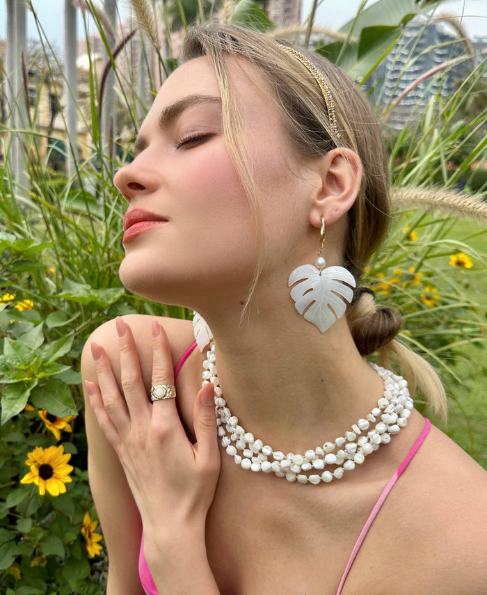 Stunning White Irregular Shells Multi-Layers Necklace LN056 - FARRA