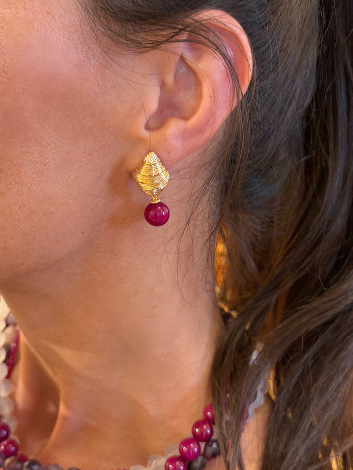 Sugilite Dangle Gold Stud Earrings SE007