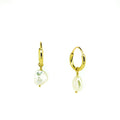 Gold sleeper earrings with natural keshi freshwater pearls designed in Broome Western Australia