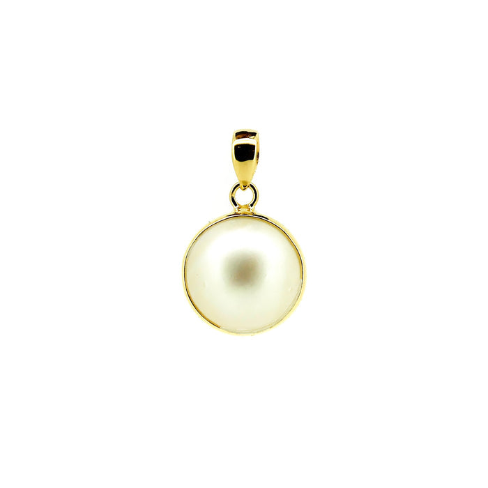 Summer Moon mabe pearl pendant 20mm gold vermeil round pearl