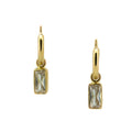 Gold sparkle sleeper earrings with rectangular cubic zirconia designed in Broome Australia