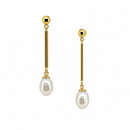 Gold vermeil bar drop earrings with white pearl drops