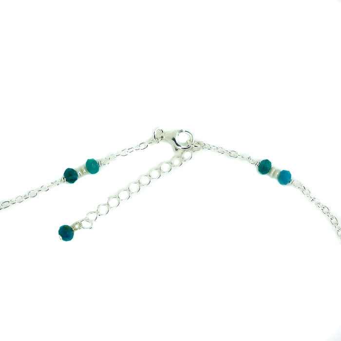 dainty silver chain necklace with apatite and pearls