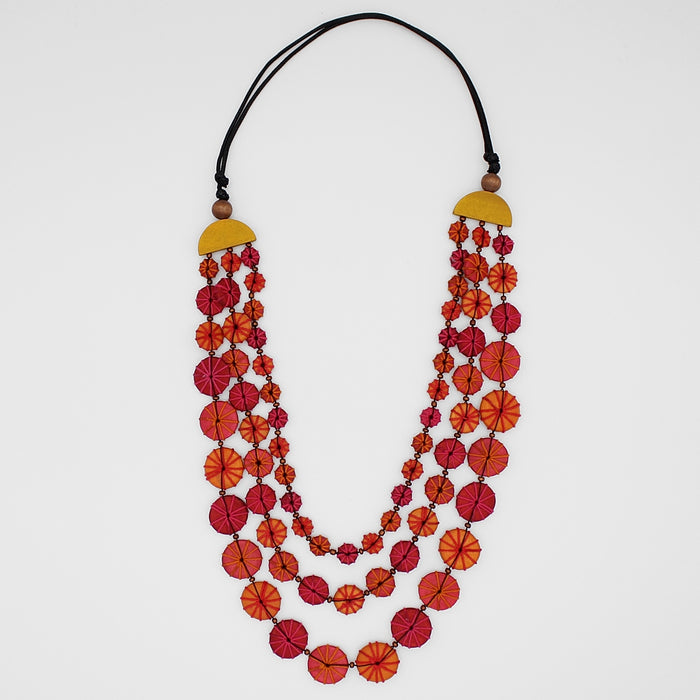 Sundown Triple Strand Threaded Necklace - Sylca Designs - Chunky Jewelry
