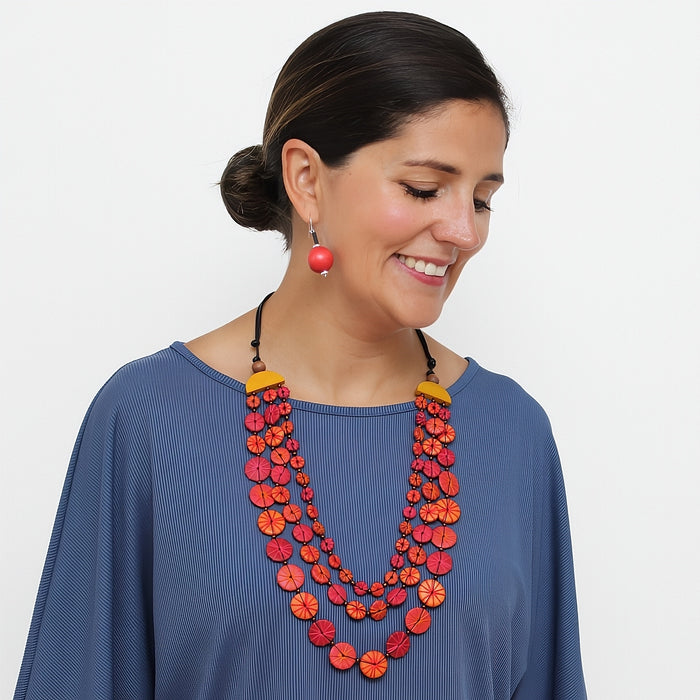 Sundown Triple Strand Threaded Necklace - Sylca Designs - Chunky Jewelry