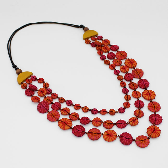 Sundown Triple Strand Threaded Necklace - Sylca Designs - Chunky Jewelry