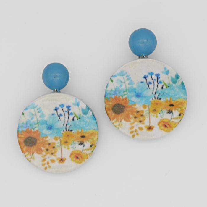 Sunflower Decoupage Earrings - Sylca Designs - Chunky Jewelry