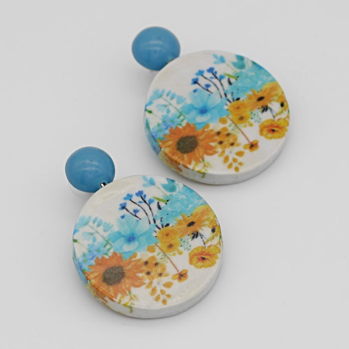 Sunflower Decoupage Earrings - Sylca Designs - Chunky Jewelry