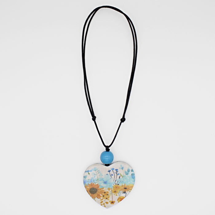 Sunflower Heart Pendant Necklace - Sylca Designs - Chunky Jewelry