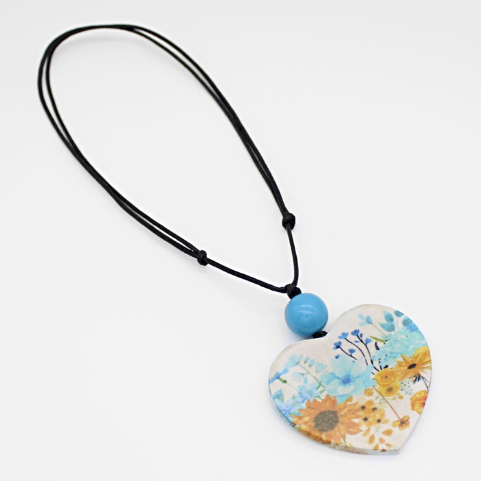 Sunflower Heart Pendant Necklace - Sylca Designs - Chunky Jewelry
