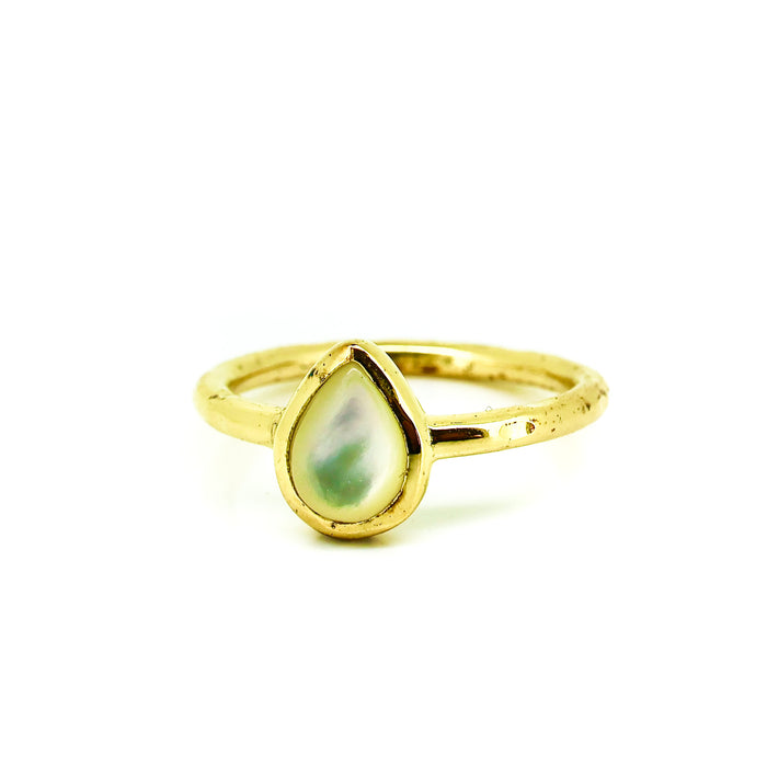 dainty mother of pearl ring in gold