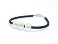 Sunset Shores pearl neoprene bracelet with three freshwater pearls and sterling silver clasp