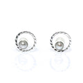 sunset swirls pearl stud earrings sterling silver textured circle freshwater pearl coastal jewellery australia