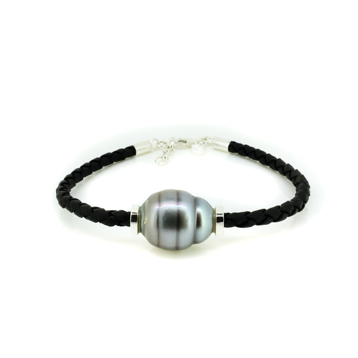 Tahitian South Sea Pearl Bracelet Black Braid