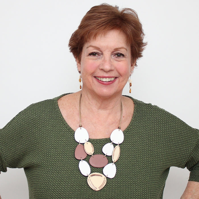 Taupe and Ivory Salem Necklace - Sylca Designs - Chunky Jewelry