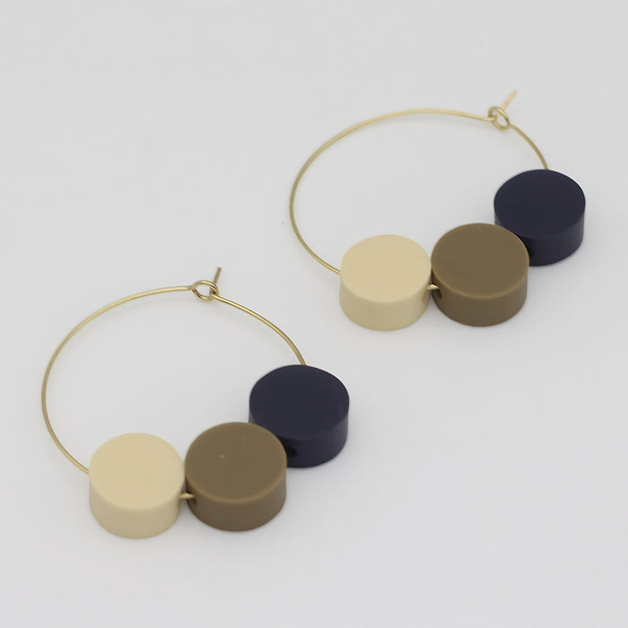 Taupe Dot Hoop Dangle Earring - Sylca Designs - Chunky Jewelry