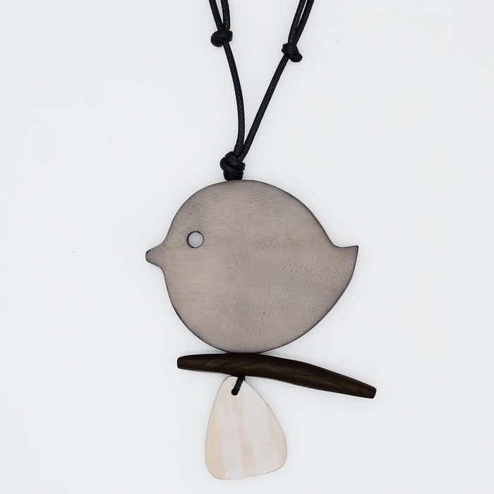 Taupe Robin On A Branch Necklace