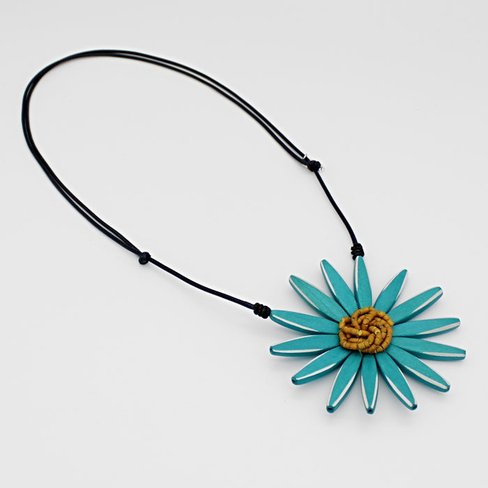 Teal Amaya Flower Statement Necklace - Sylca Designs - Chunky Jewelry