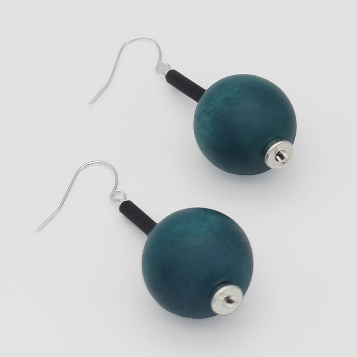 Teal Ball Drop Earring - Sylca Designs - Chunky Jewelry
