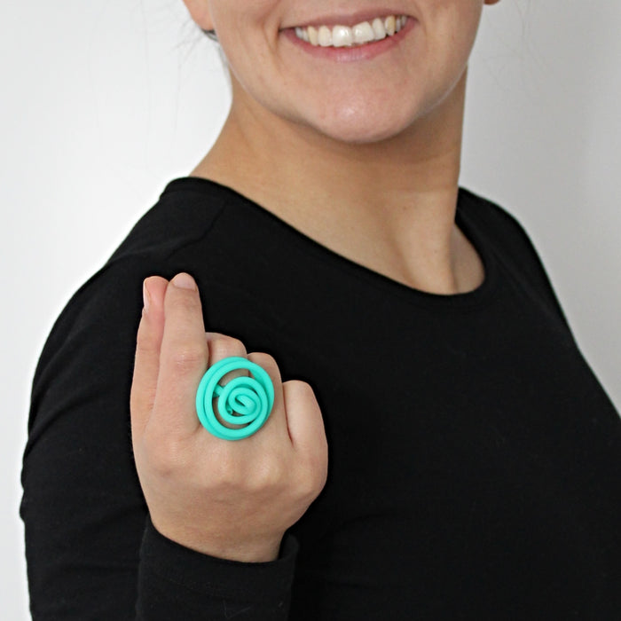 Teal Cefalu Swirl Ring - Sylca Designs - Chunky Jewelry