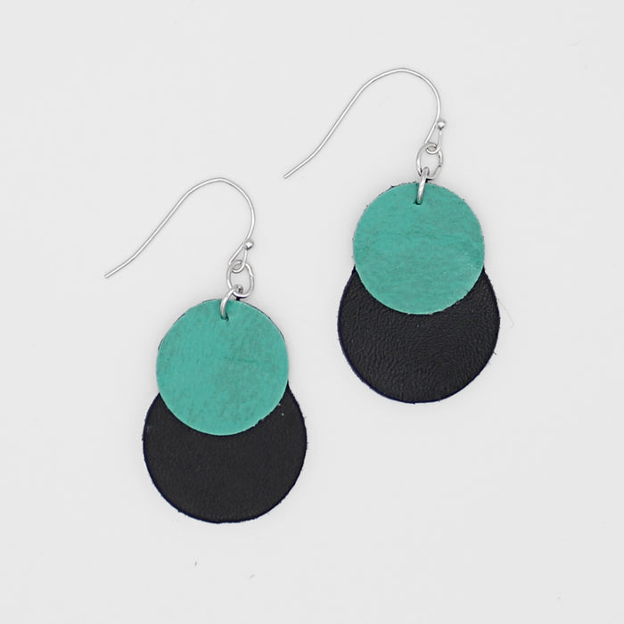 Teal Paris Leather Earrings - Sylca Designs - Chunky Jewelry