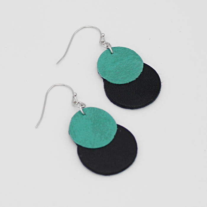 Teal Paris Leather Earrings - Sylca Designs - Chunky Jewelry