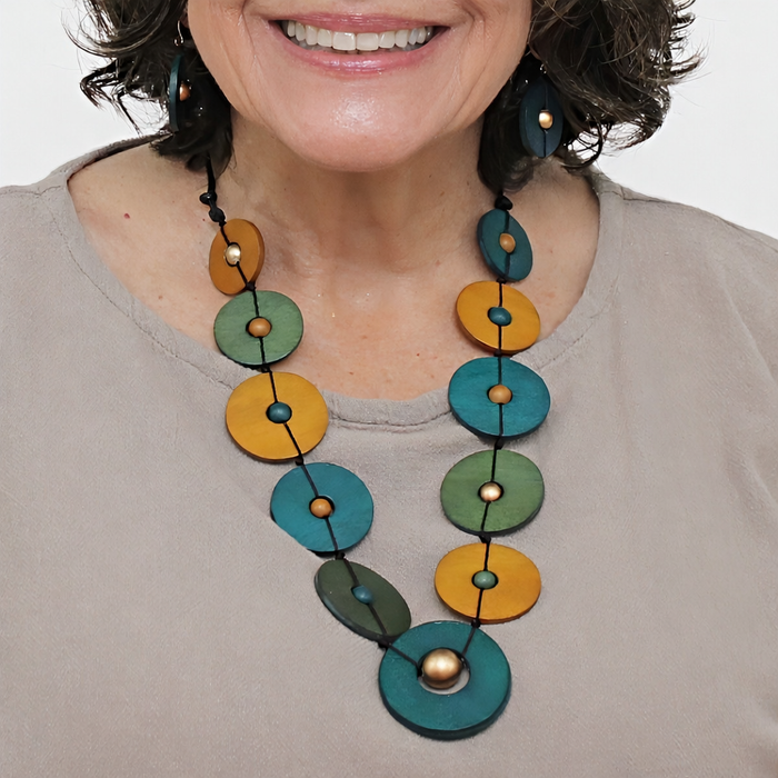 Teal Wood Unity Necklace