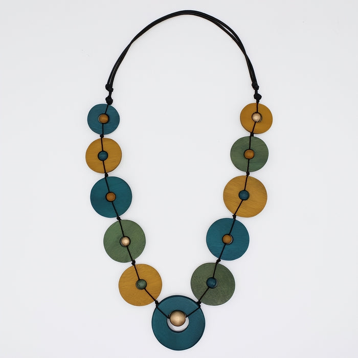 Teal Wood Unity Necklace - Sylca Designs - Chunky Jewelry