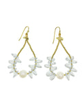 Teardrop Crystals with Freshwater Pearls Hook Earrings AE057 - FARRA
