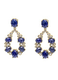 Teardrop Frame Adorned Lapis Stone Statement Earrings PE024