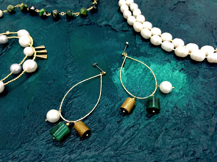 Teardrop Hook Colorful Gemstone Earrings AE028 - FARRA