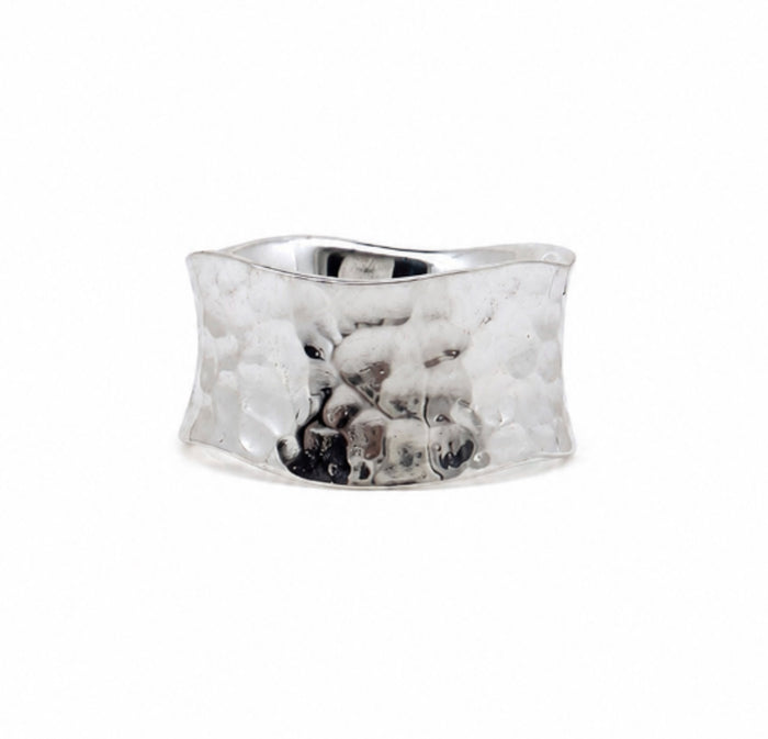 Sterling silver Tidal Flow ring featuring a contemporary wave-inspired sculptural design, designed in Broome Western Australia