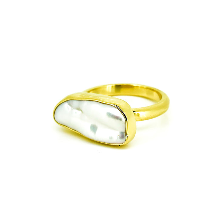 Tide Beam Baroque Pearl Gold Ring