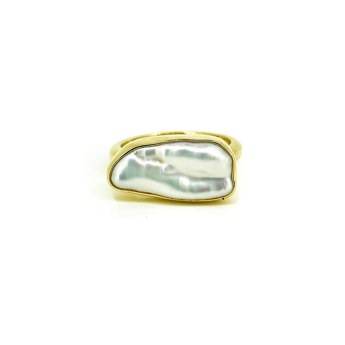 Tide Beam Baroque Pearl Gold Ring