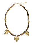 Tiger Eye Leaves Pendants Statement Necklace KN035 - FARRA