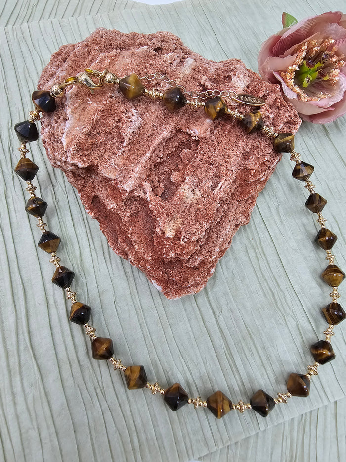 Tiger Eye Stone Minimalist Choker Necklace NN024