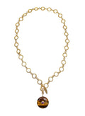 Tiger-eye Stone Pendant Lariat Necklace QN004