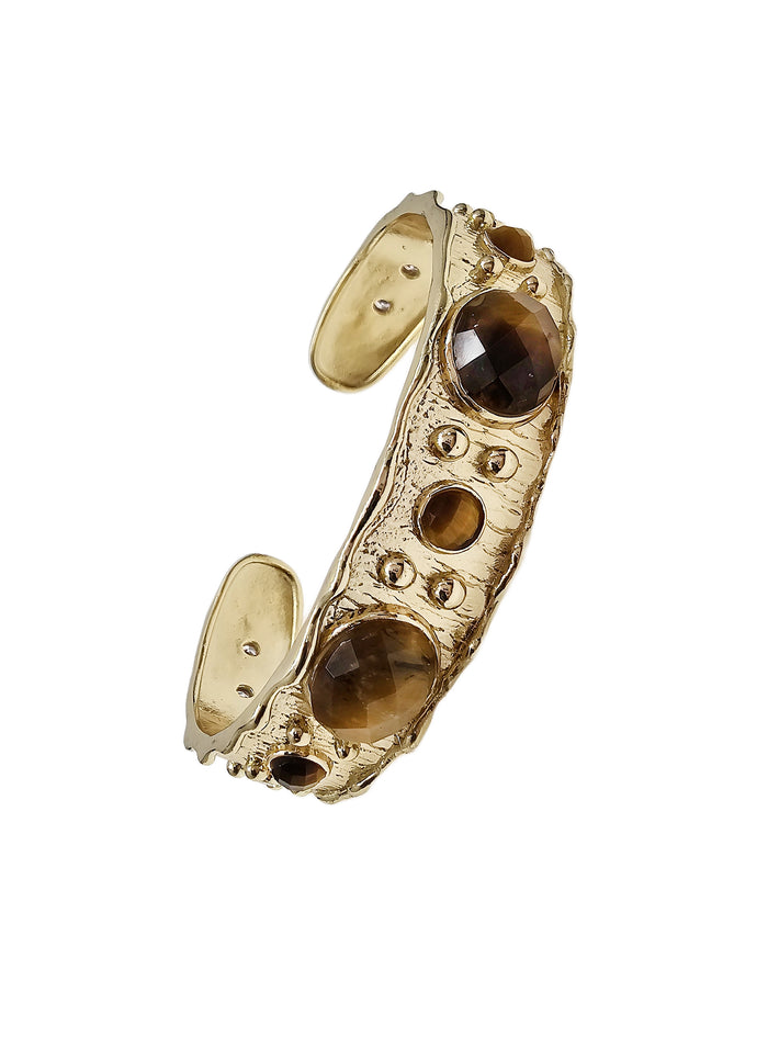 Tiger-eye Stone Setting Gold Bangle QB001