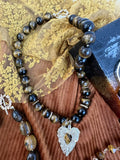 Tiger Eye Stone With Leaf Pendant Necklace KN038 - FARRA