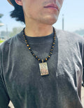 Tiger Eye With Shell Pendant Men's Necklace MEN21