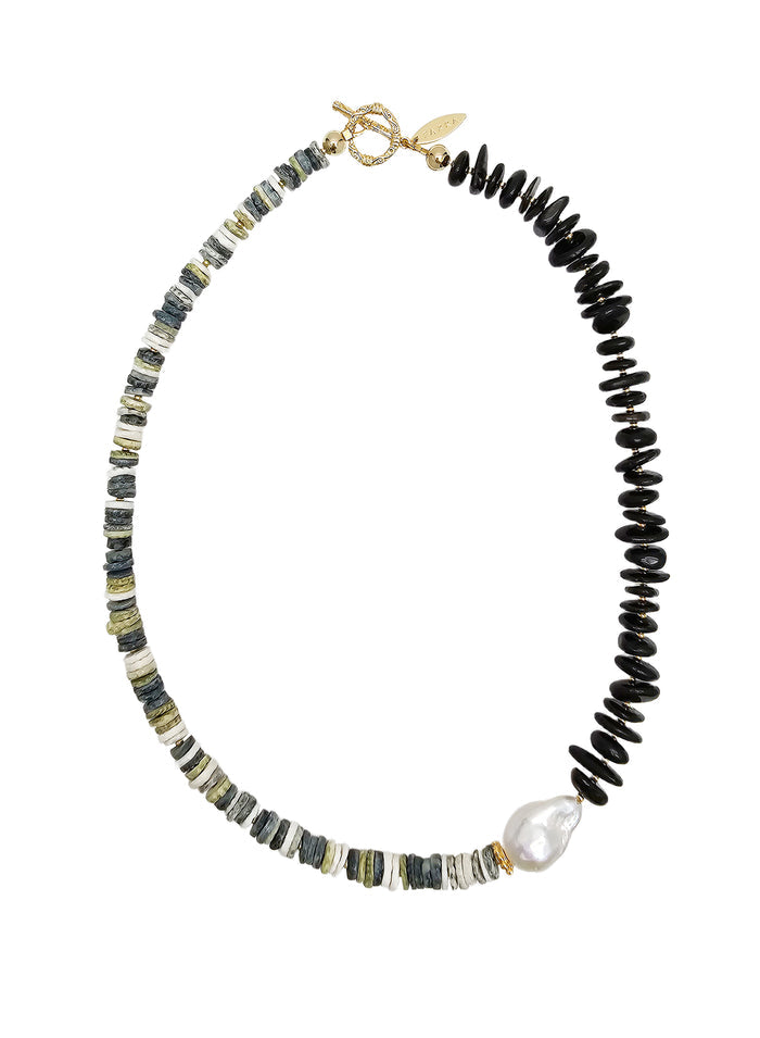 Tourmaline And Shells With Baroque Pearl Necklace