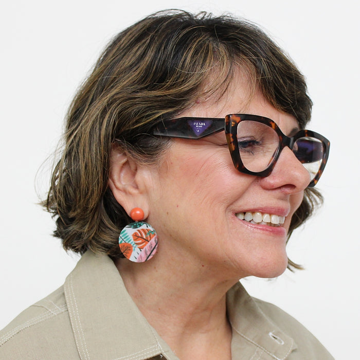 Tropical Decoupage Earrings - Sylca Designs - Chunky Jewelry