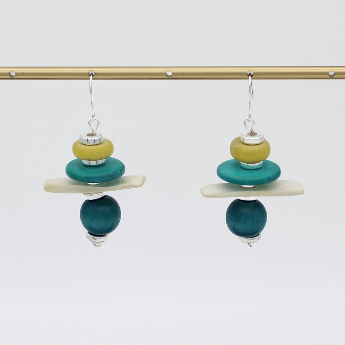 Turquoise and Yellow Radiance Earrings - Sylca Designs - Chunky Jewelry