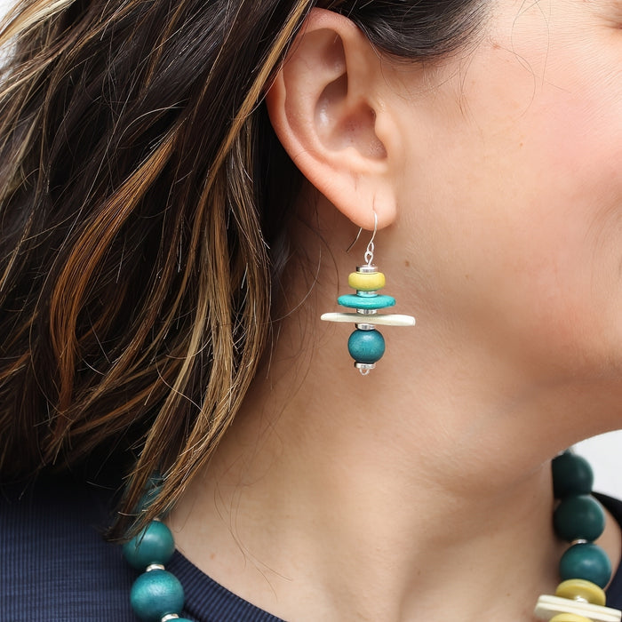 Turquoise and Yellow Radiance Earrings - Sylca Designs - Chunky Jewelry