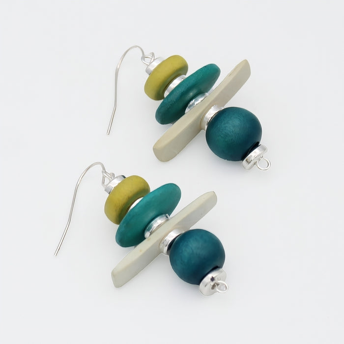 Turquoise and Yellow Radiance Earrings - Sylca Designs - Chunky Jewelry