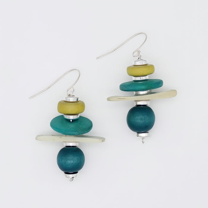 Turquoise and Yellow Radiance Earrings - Sylca Designs - Chunky Jewelry