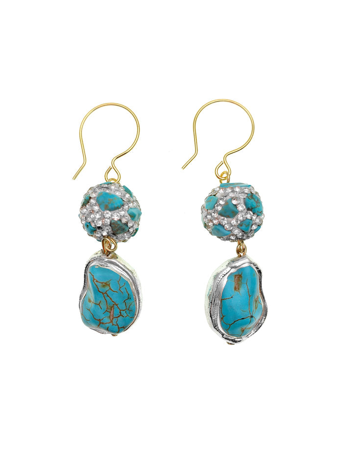 Turquoise Dangles Earrings EE010 - FARRA