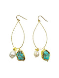Turquoise & Freshwater Pearls Swinging Earring AE025 - FARRA